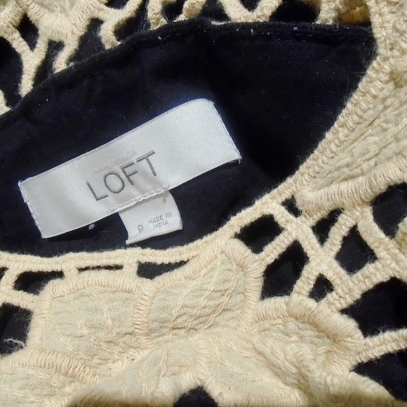LOFT Crochet Black Linen Shift Dress 8 - Picture 6 of 6